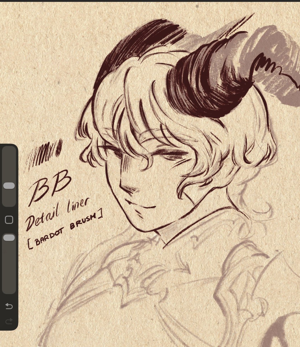Kiserinn's tweet photo. I think I FINALLY found a brush I could use if I want to do something with cleaner lineart, this has texture, pressure variation that feels comfy to use and it doesn't have much stabilisation which is super nice https://t.co/sfyy0x9fww