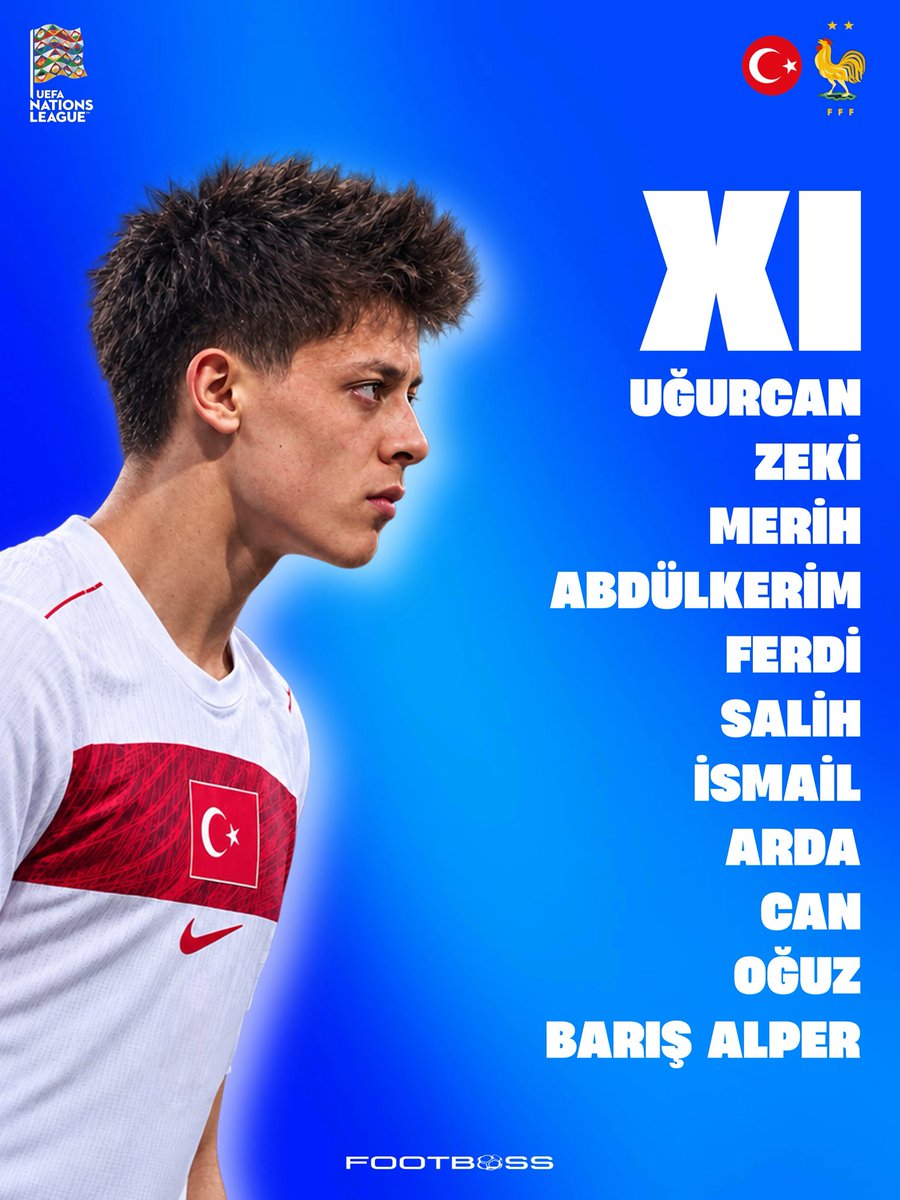 footbossapp's tweet photo. A Millî Takımımızın, Fransa karşısında sahaya çıkacak 11’i! 🇹🇷 https://t.co/Tqg2sr7SaZ