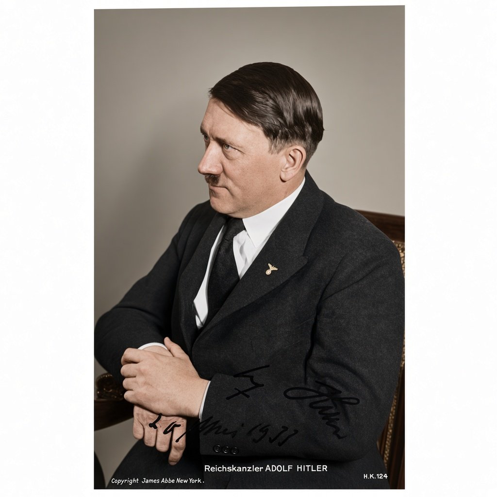 colored_archive's tweet photo. Adolf Hitler’in Amerikalı foto muhabir James Abbe’ye verdiği poz ve 29 Mayıs 1933 tarihli ıslak imzalı portre fotoğrafı.📜

📸 Fotoğraf: James Abbe (New York) / Gettysburg Müzesi Arşivi

📍 𝗕𝗲𝗿𝗹𝗶𝗻

🏛️ 𝟮𝟵 𝗠𝗮𝘆ı𝘀 𝟭𝟵𝟯𝟯 | II. Dünya Savaşı Öncesi https://t.co/fuu4DUdL0F