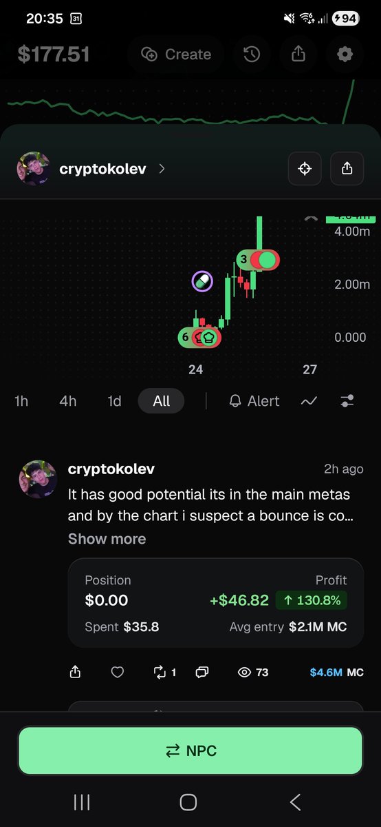 damyanbitcoina's tweet photo. Da 13 "1 sol to 10 sol": Made $46 on the npc coin I was looking from the start of the day. Could have held it longer but while im at such low port I should take every profit. Tommorrow we makin more https://t.co/IqEylBddD3