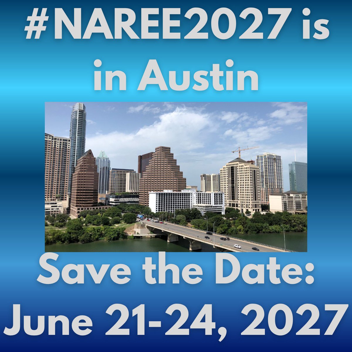 nareenews's tweet photo. #NAREE2027 will be in Austin, Texas June 21-24.
Come for NAREE University’s peer-to-peer workshop sessions for journalists and communications professionals, industry trends sessions with leading commercial and residential experts moderated by award-winning journalists. https://t.co/UBq7a2Plgn