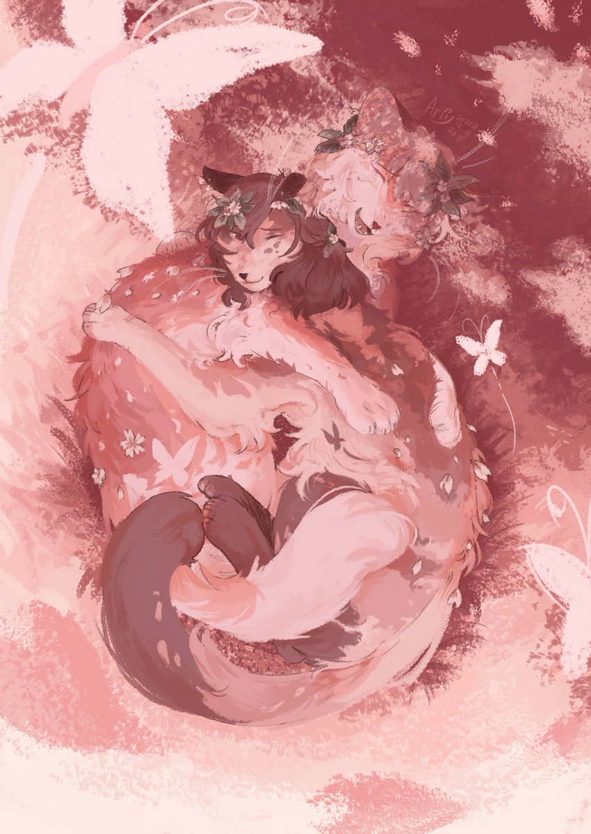 Cedariivy's tweet photo. Cats cuddle 
#みずえな #mizuena #prsk_FA https://t.co/am95E68hDc