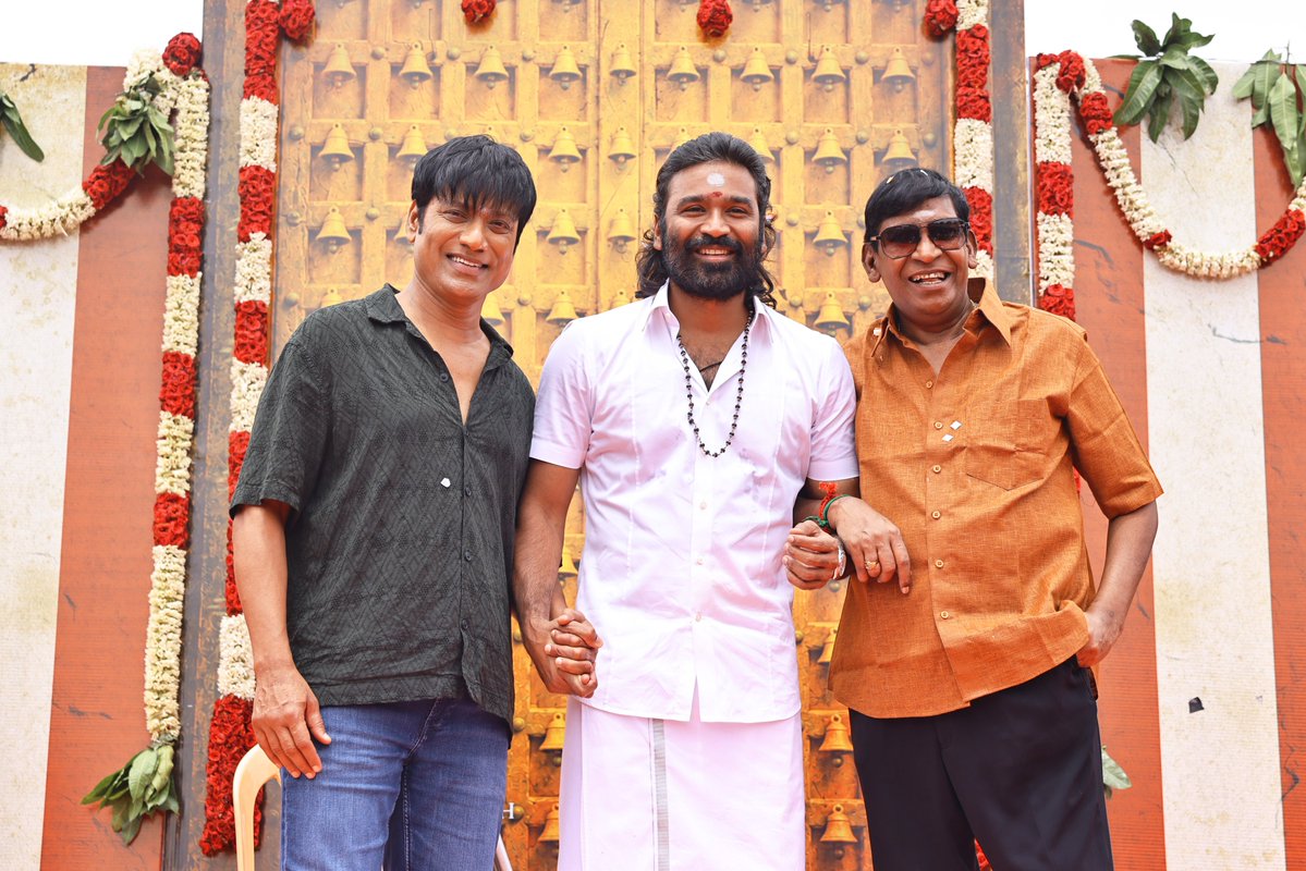 RIAZtheboss's tweet photo. A grand beginning for #D56! 🔥 The film has officially kicked off with an auspicious pooja.

Summer 2027 release ✨

Directed by @tamizh018.

@dhanushkraja #Vadivelu @iam_SJSuryah @Vijay_B_Kumar @PreityMukundan @SaiAbhyankkar #SrikaraStudios @SitharaEnts @PrimarkProd @vamsi84 #SaiSoujanya @lingasamy21