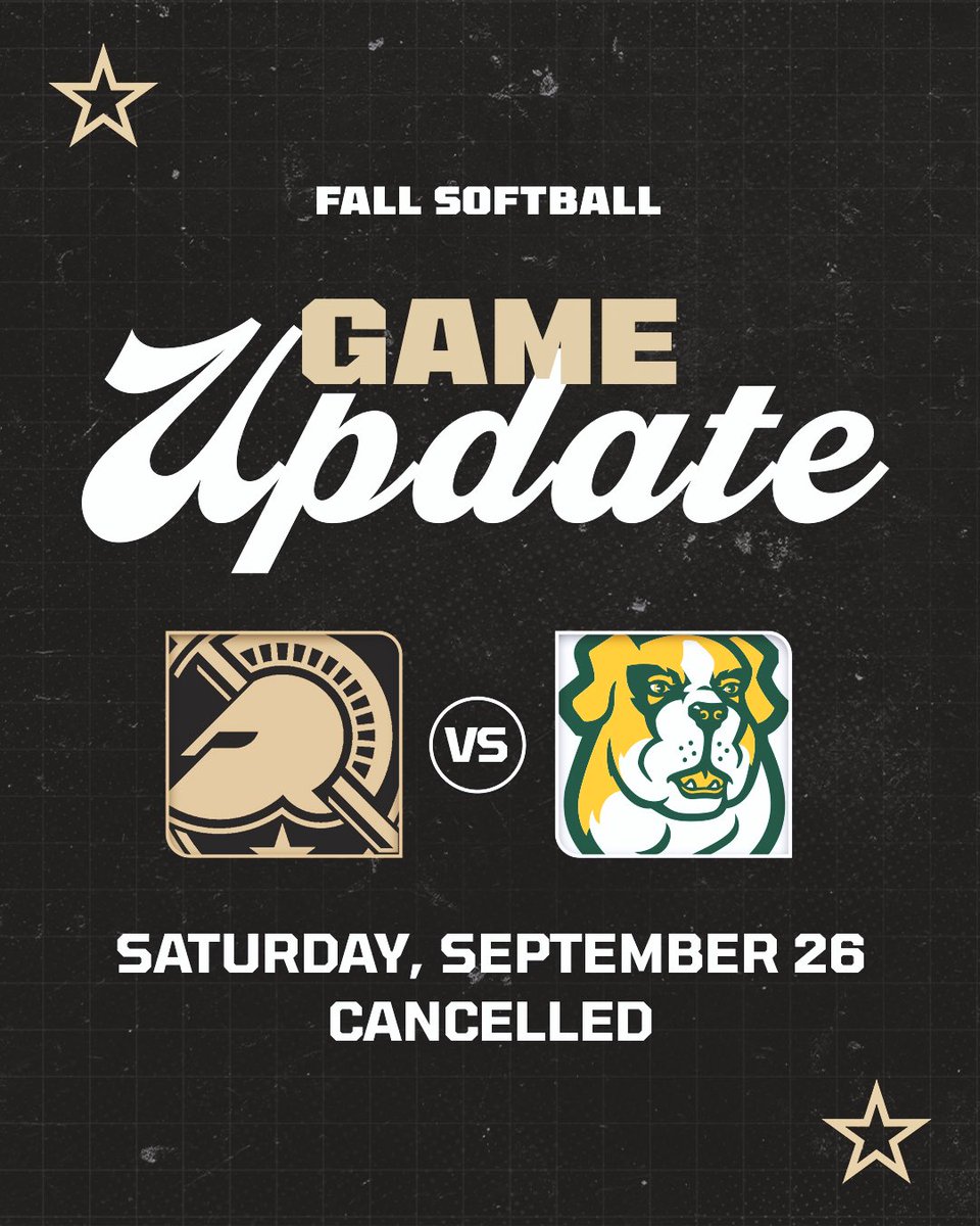 ArmyWP_Softball's tweet photo. Game Update!!

Due to inclement weather in West Point on Saturday, our fall ball games against Mercy and Siena have been 𝐂𝐀𝐍𝐂𝐄𝐋𝐋𝐄𝐃. 

#GoArmy https://t.co/PL3Xiy1RuX