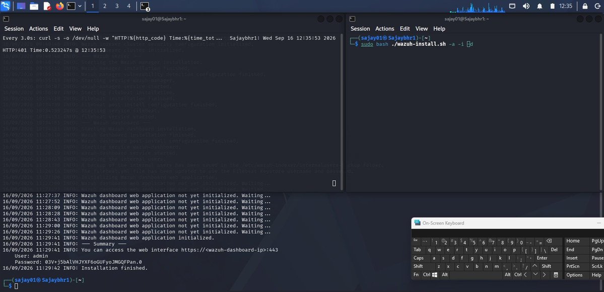 sajay_101's tweet photo. What started as a simple installation turned into a 4-week battle, network issues, OS compatibility errors, disk space problems, RAM limitations,APIerror, you name it, I faced it but didn't give up. Today Wazuh is live and I'm ready to monitor and detect threats.
@TechSphereAcad https://t.co/xqyXScsqY2