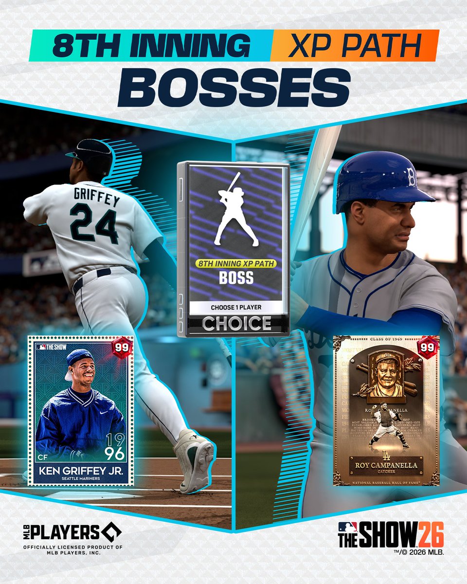 MLBTheShow's tweet photo. The 8th Inning is here! 🔥

Jump into the 8th Inning Reward Path, Weekend Classic, and more available now in MLB The Show 26.

Learn more: https://t.co/3FA6kspLga https://t.co/d5SViQDfWx
