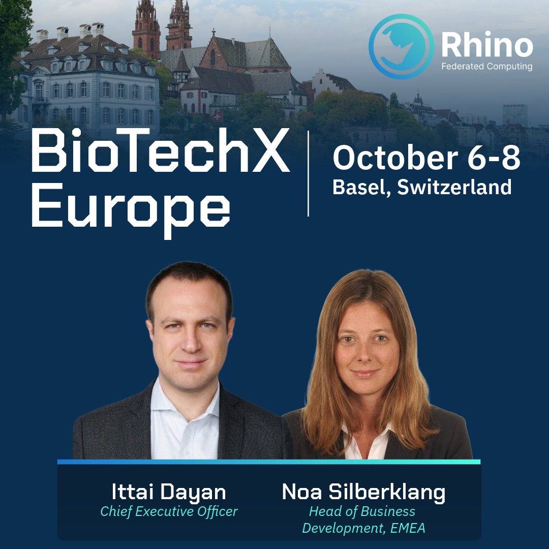 rhinofcp's tweet photo. The most valuable data for drug discovery and precision medicine is often the hardest to reach: spread across sites and locked behind privacy rules.

Federated computing changes that. At @BioTechX_ Europe, see how the Rhino Federated Computing Platform lets teams train models and run analytics on distributed data without moving it.

Stop by our booth in the Emerging Business Zone to:
✅ See the Rhino FCP in action
✅ Talk through your multi-site data and AI use cases
✅ Learn how pharma, biotech, and healthcare teams are working together on sensitive data without compromising privacy

Want to lock in time with the Rhino team? Drop us a message or book a meeting here: https://t.co/tirD1mjghg