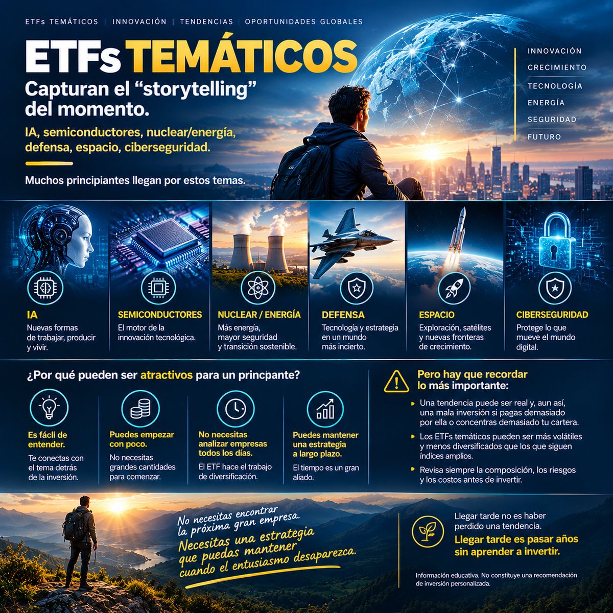 YoInvertir's tweet photo. Los ETFs temáticos permiten invertir en una cesta de empresas relacionadas con una determinada tendencia, sin tener que elegir una sola compañía.

¿IA, Defensa, Ciberseguridad, Espacio?

#Inversiones #FondosDeInversion #IngresosPasivos #EducacionFinanciera #LibertadFinanciera https://t.co/O0PHwl2H5Y