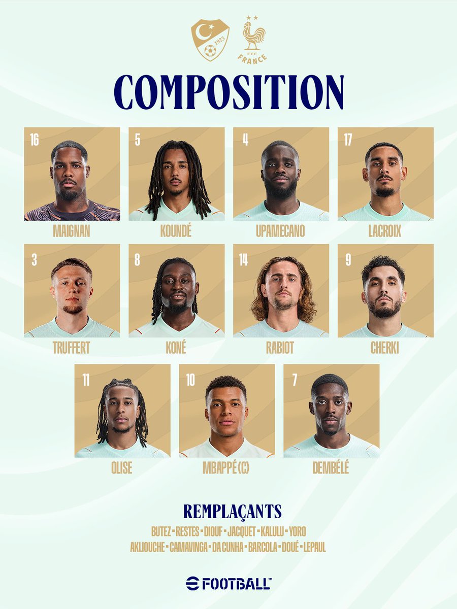 equipedefrance's tweet photo. Le 11 Bleus choisis par Zinédine Zidane pour débuter notre phase de groupe de Ligue des Nations 💙🔥

🇹🇷🇫🇷 #TURFRA https://t.co/mPNIs2rtsQ