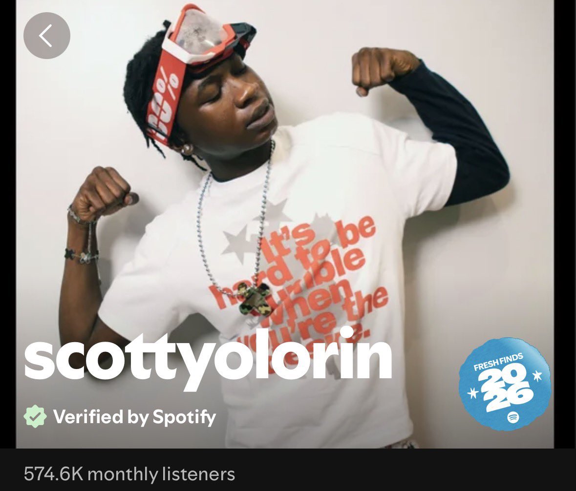ng_underground's tweet photo. #scottyolorin Spotify monthly listeners grew over 120,000% in the space of 11 months #ngunderground https://t.co/d2FVQyIPEh