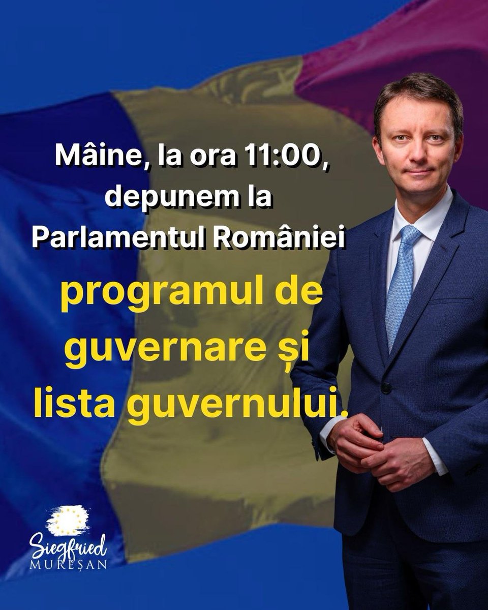 DinVrancea's tweet photo. Mâine, la ora 11:00, depunem la Parlamentul României programul de guvernare și lista Guvernului.

Mergem în fața Parlamentului cu un program clar pentru România și cu o echipă pregătită să îl pună în aplicare.

România are nevoie de un Guvern stabil, responsabil și capabil să înceapă imediat munca.

Suntem pregătiți să ne asumăm această responsabilitate și să cerem votul de încredere al Parlamentului.

Succes!!!