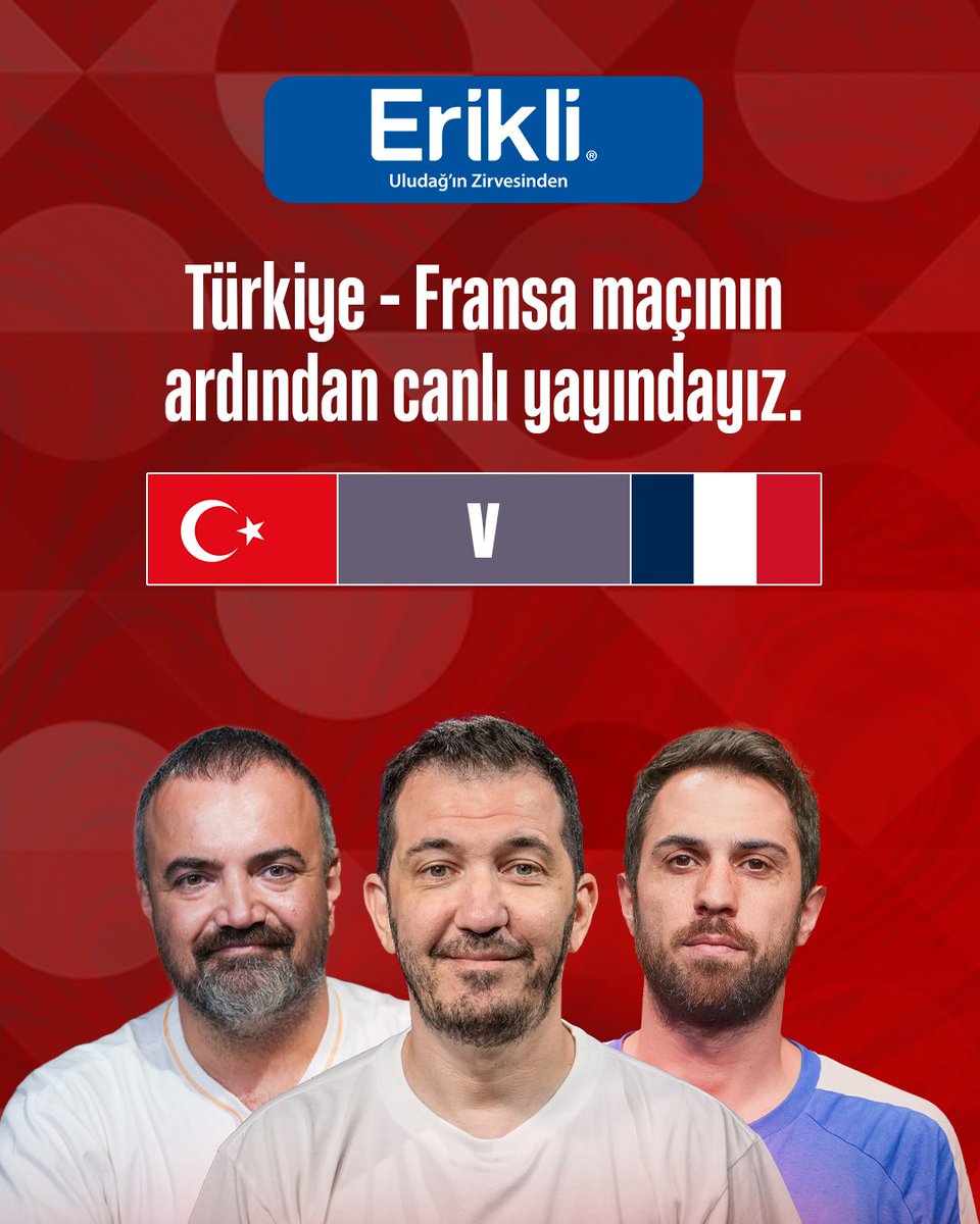 SocratesDergi's tweet photo. 🇹🇷 Türkiye x Fransa 🇫🇷 | #NationsLeague

🎙️ @parmamaniac, @ermanyasar &amp; @dorukeskin, mücadelenin ardından canlı yayınla Socrates’te.

İzlemek için 👉 https://t.co/ukyktxq21i

@ErikliLezzeti #Reklam https://t.co/envGR6WuCl