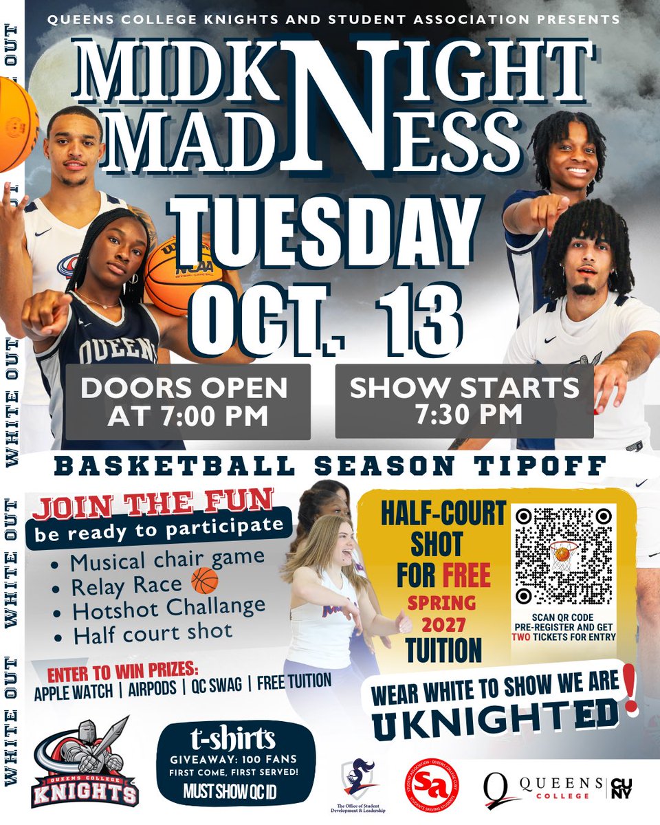 QCKnightsWBB's tweet photo. Mark your calendars π
See you at MidKnight Madness!
βοΈ Tuesday, October 13th, 7pm
@QCKnights @QCKnightsMBB @QCToday
#QueenMe https://t.co/Q7GYpSpeLe