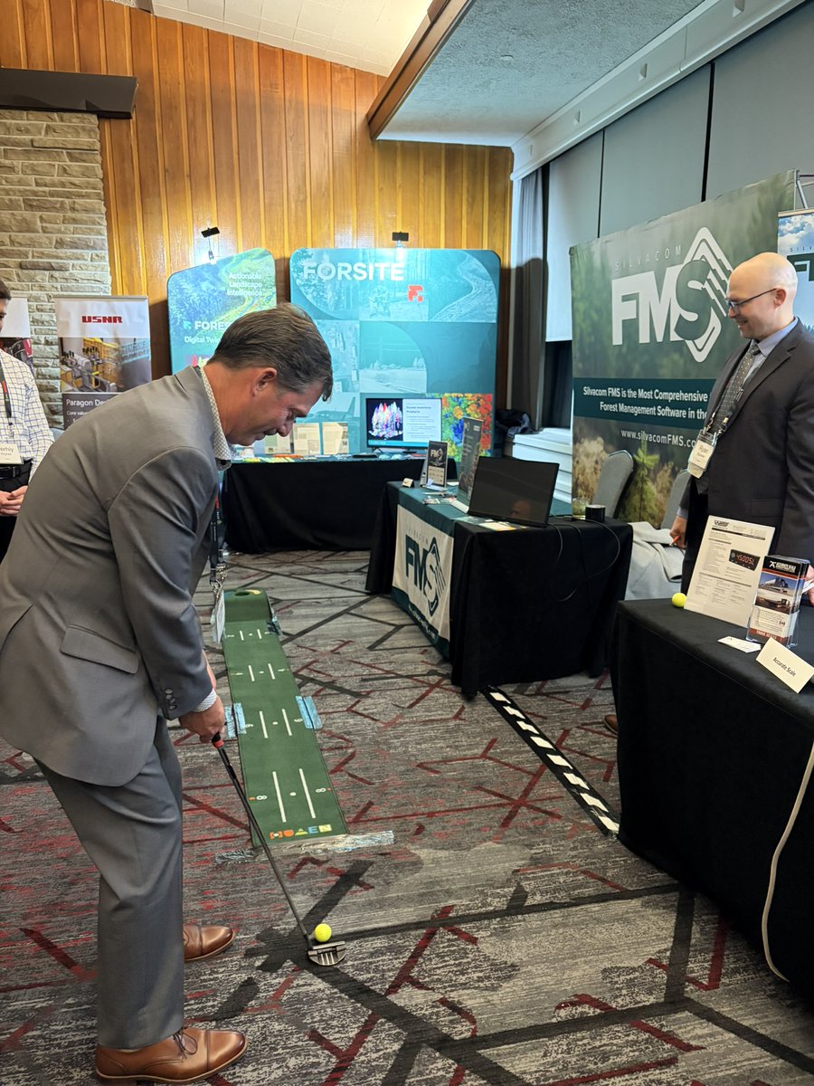 Silvacom's tweet photo. Back in Jasper for the AFPA AGM and Conference🌲
 
Silvacom CEO Tom Grabowski moderated the "Smarter Regulations, Stronger Outcomes" panel, and it was game on at the 10th annual Silvacom Group Putting Contest ⛳ 
 
#AFPA2026 #AlbertaForests #FMS #Silvacom https://t.co/85Wz344J9c