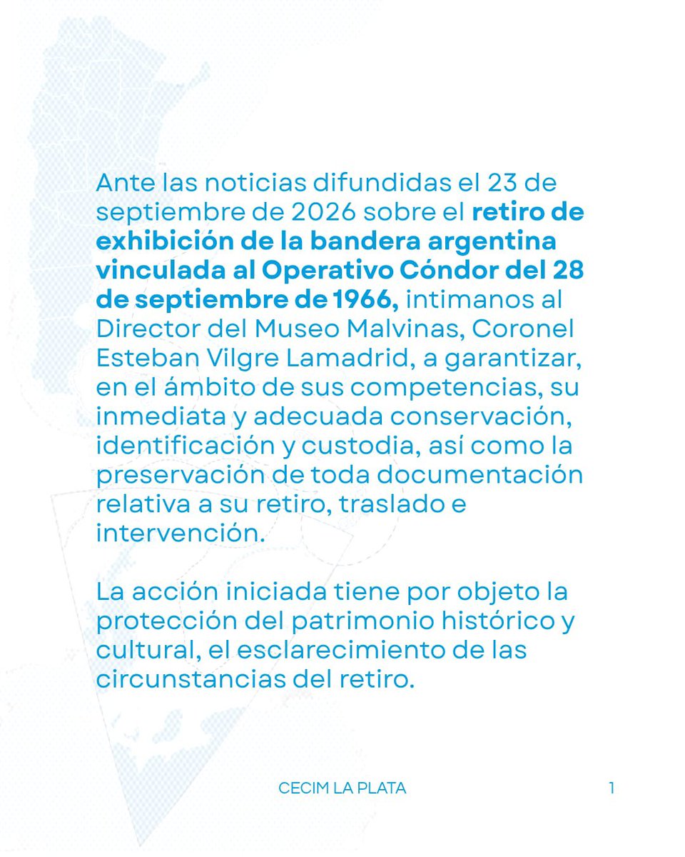 cecimlaplata's tweet photo. Intimamos al Director del Museo Malvinas https://t.co/fPf6olA3w1