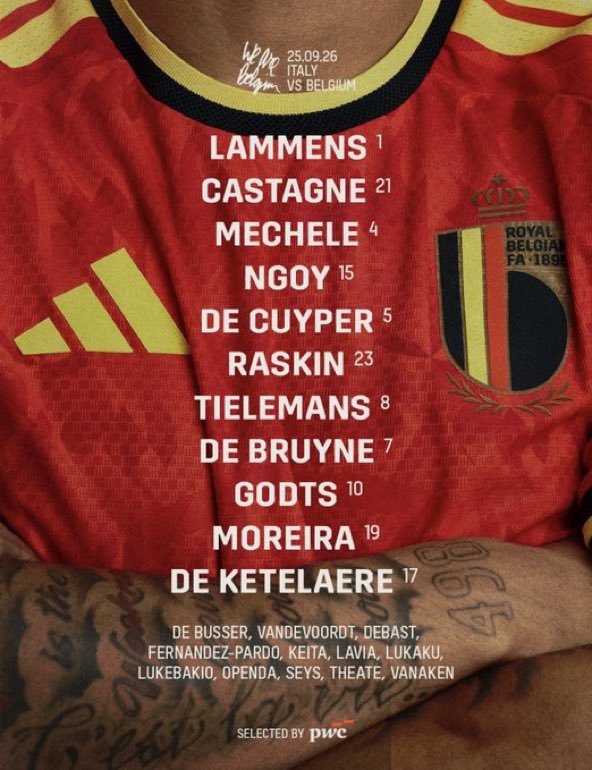 UtdForever7's tweet photo. 🚨OFFICIAL:

Senne Lammens and Youri Tielemans START for Belgium tonight against Italy.

#MUFC https://t.co/fdYGBlIR9A