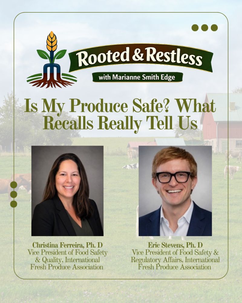IntFreshProduce's tweet photo. Food safety is invisible until something goes wrong and the headline rarely explains how the system worked.

On Rooted &amp; Restless, IFPA's Christina Ferreira and Eric Stevens break down how outbreaks are traced, why Cyclospora is so tricky, and more: https://t.co/l5FZ8ekoWN https://t.co/dXDNHOGPqH