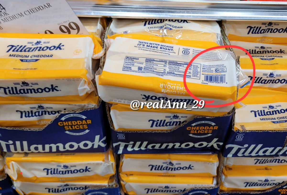realAnn_29's tweet photo. Went to Costco for groceries, walked past the cheese aisle, and checked Tillamook myself. Yeah… it's on the package. Done with them. https://t.co/Cw0emfn4nB