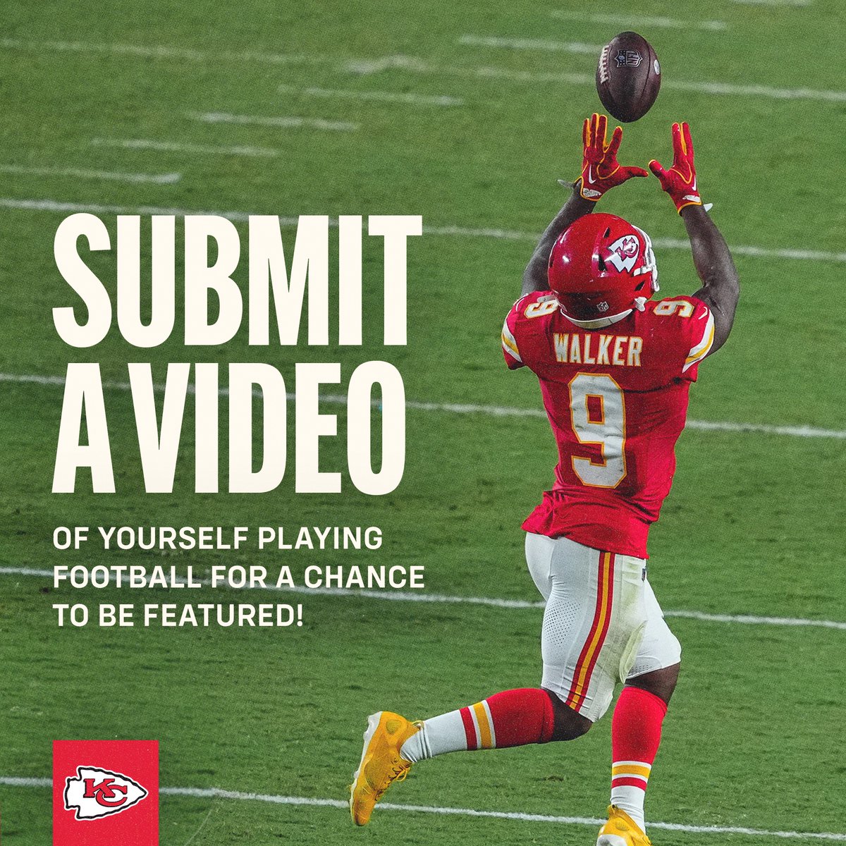 Chiefs's tweet photo. Want to see your favorite Chiefs player react to you playing football?

Send us your videos ⤵️