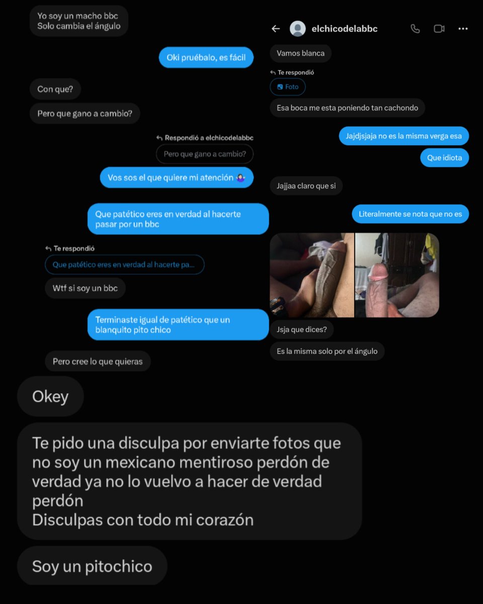 momyIf's tweet photo. | When : Te haces pasar por un BBC engañando a chicas en internet y sacando provecho de ellas
But : Te metiste con la mujer equivocada y terminaste humillado y expuesto por pito chico https://t.co/5Z8c50XUFn