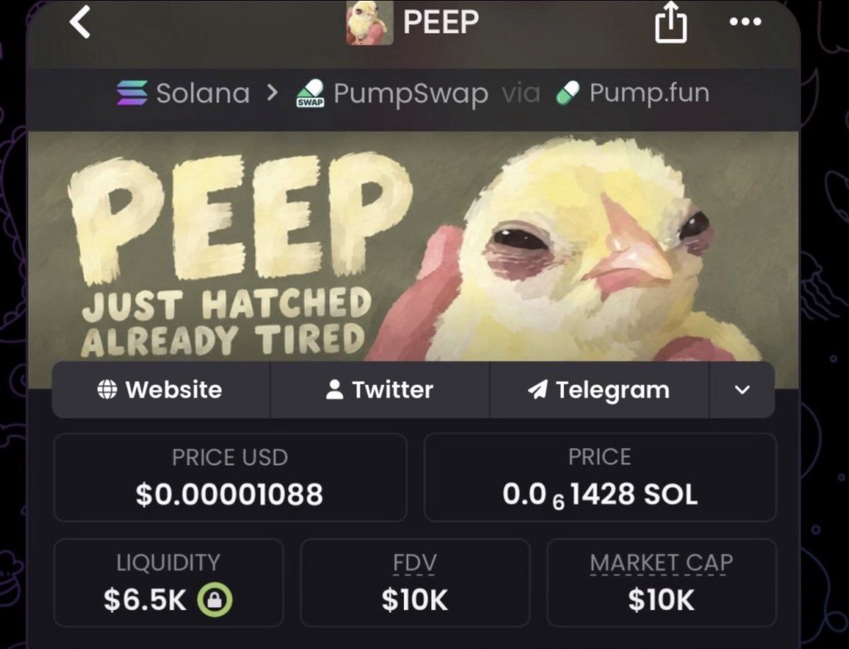 Sol_mega1's tweet photo. Watch your entry on $PEEP
Gamble for now🍀
CA:

jU7hpVbGfLPFzfHB1iy74hPA379iubPqVQwLGBepump
#solana #memecoin #memecoin1000x https://t.co/COJBqIjTq3