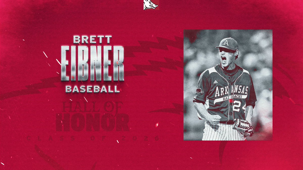 RazorbackBSB's tweet photo. "IT IS GONE! BRETT EIBNER'S HIT A HOME RUN, AND THE BALLGAME'S TIED!"

A Razorback great enters the University of Arkansas Sports Hall of Honor tonight. https://t.co/OowN8hXecA