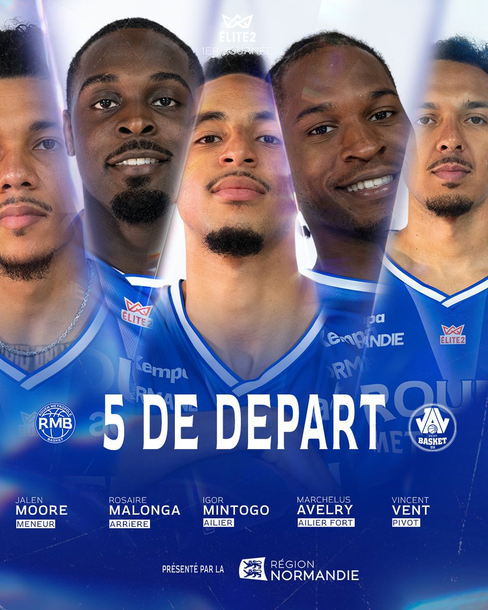 RouenMBasket's tweet photo. [5️⃣𝗠𝗮𝗷𝗲𝘂𝗿]

Présenté par la @RegionNormandie 

🔹Jalen - 𝟯𝟰
🔹Rosaire - 𝟯
🔹Igor - 𝟮𝟰
🔹Marchelus - 𝟲
🔹Vincent - 𝟵𝟱

#GORMB #Elite2 https://t.co/ZzJz8w8Vv9