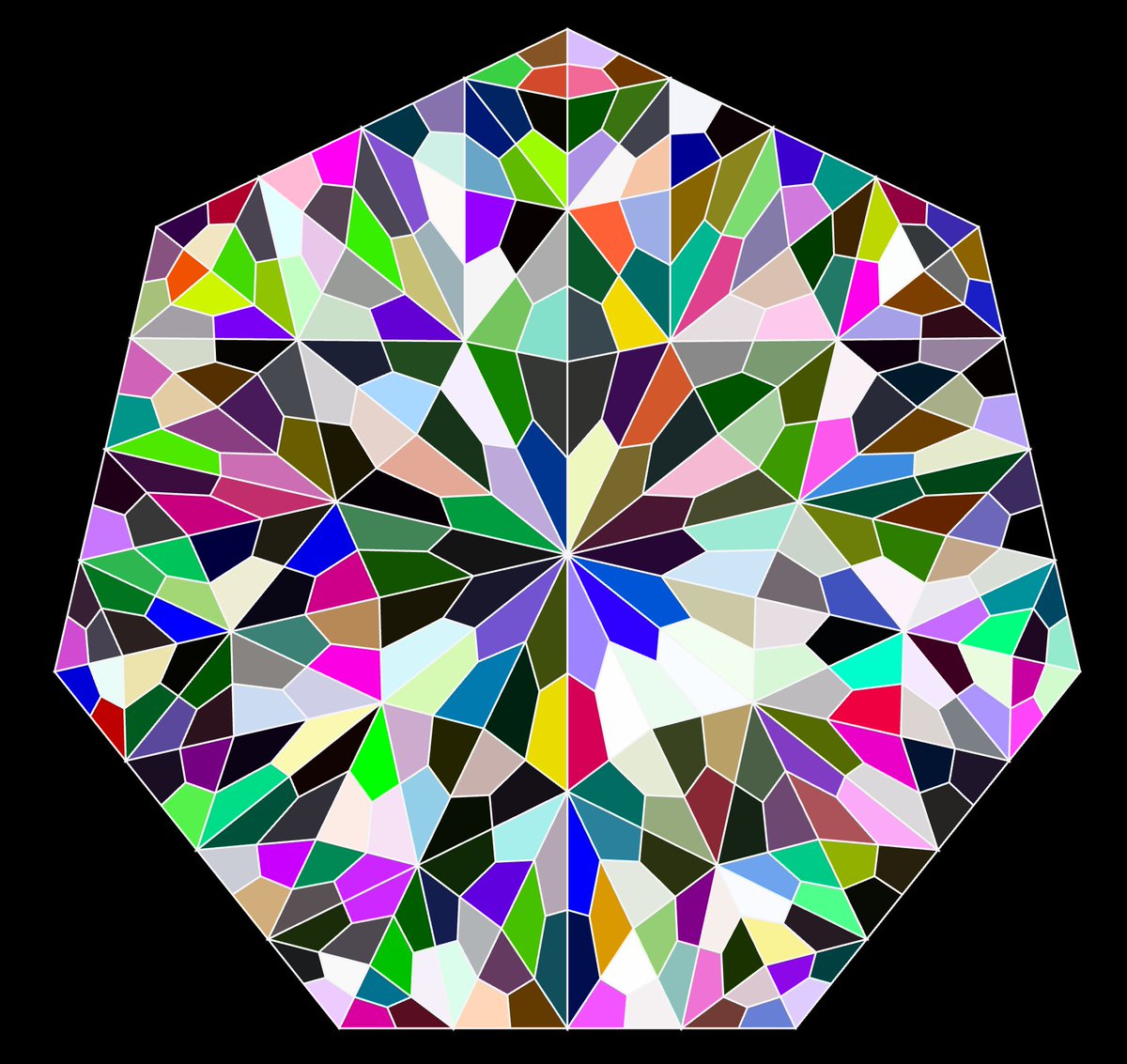 FrankHDot's tweet photo. polygon,
script: start: 7
split: depth = 4 ? 0 : depth = 2 ? 1 : 2
color: hsl()   #creativecoding https://t.co/mV6CGjnROq