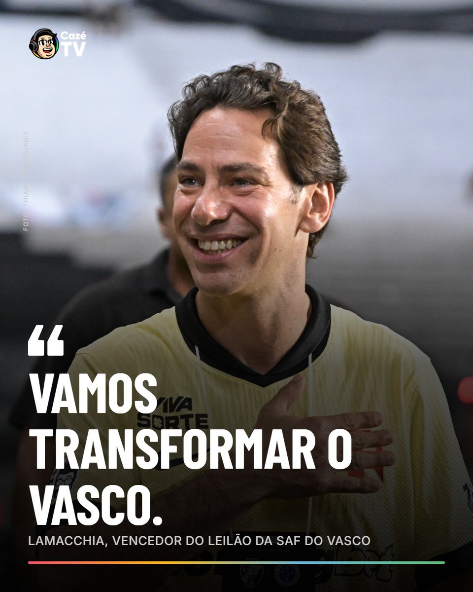 CazeTVOficial's tweet photo. O LAMACCHIA QUER TRANSFORMAR O VASCO! 💢

Antes do jogo contra o Palmeiras no Brasileirão, o empresário Marcos Lamacchia foi ao Nubank Park e falou que estava esperando a decisão da justiça para TRANSFORMAR O VASCO! Hoje, ele venceu o leilão para ser o novo DONO DA SAF! 🤑 https://t.co/kaoKz3OzXJ