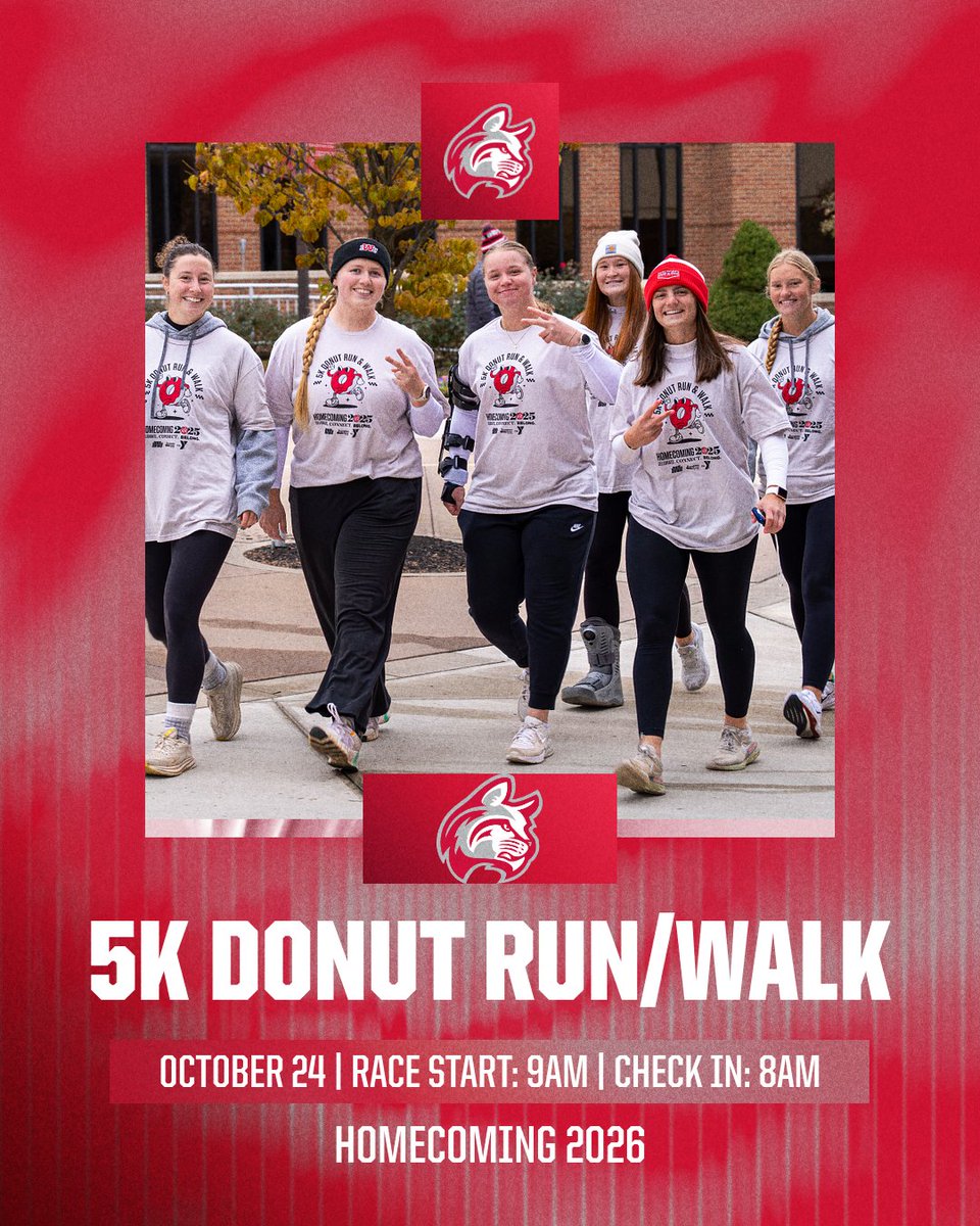 IWUWildcats's tweet photo. Registration is open for the 5K Donut Run/Walk! 🍩🏃💨 Join us for this fun event during Homecoming Weekend 2026! 😼

🔗 https://t.co/wQnlIt4RrE

#BothAnd #TheRightWaytoPlay https://t.co/ttcbOgpnPB