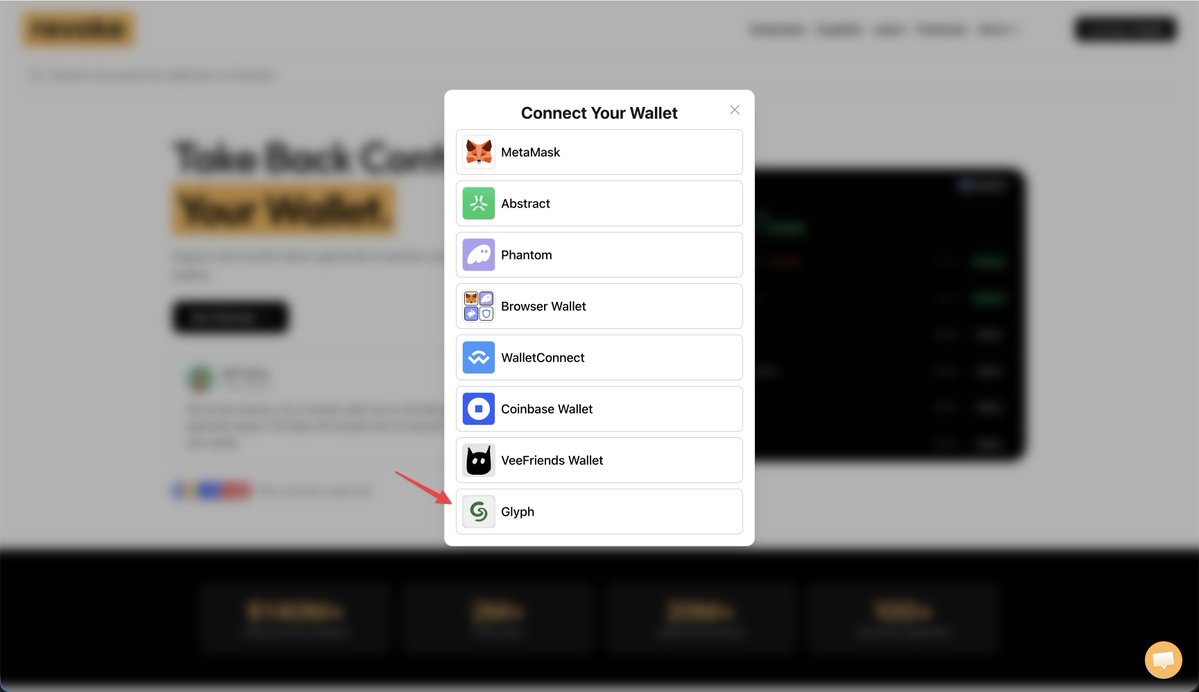 RevokeCash's tweet photo. With today's Limit Break / Magic Eden exploit, we've had several users request support for Glyph. In this time it's important that *everyone* can revoke approvals, so we've quickly added Glyph as a supported option. 🫡 https://t.co/OFjo0q1qFR