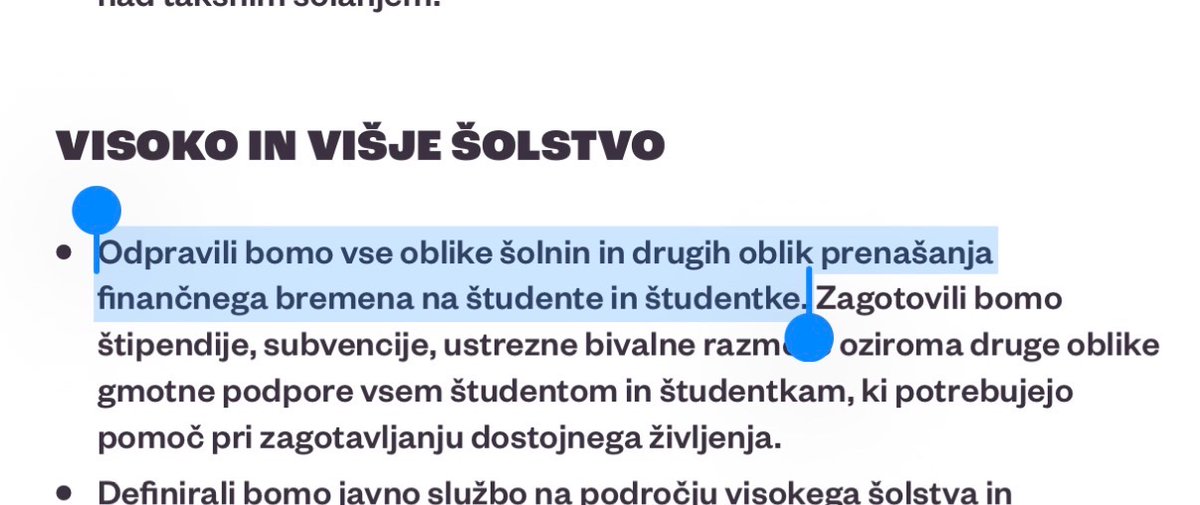 FVPotocnik's tweet photo. @strankalevica @AstaVrecko A niste vi proti šolninam❓
Iz vašega programa, str. 75: ⤵️ https://t.co/Yhj2JLZr2L