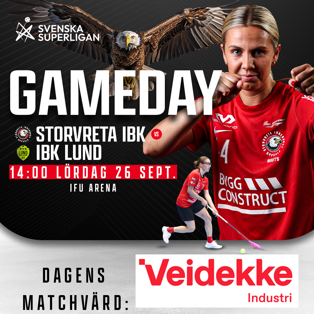 StorvretaIBK's tweet photo. MATCHDAG – HEMMAPREMIÄR! 🦅🔥
14.00 spelar Storvreta IBK damer säsongens första SSL-match i IFU Arena när IBK Lund kommer på besök.
17.30 fortsätter dagen med herrarna mot Pixbo.
Men först – damernas hemmapremiär! ❤️
#viärvreta #SSLse
https://t.co/3dUyuhVxMM https://t.co/7UO8mXFcfX
