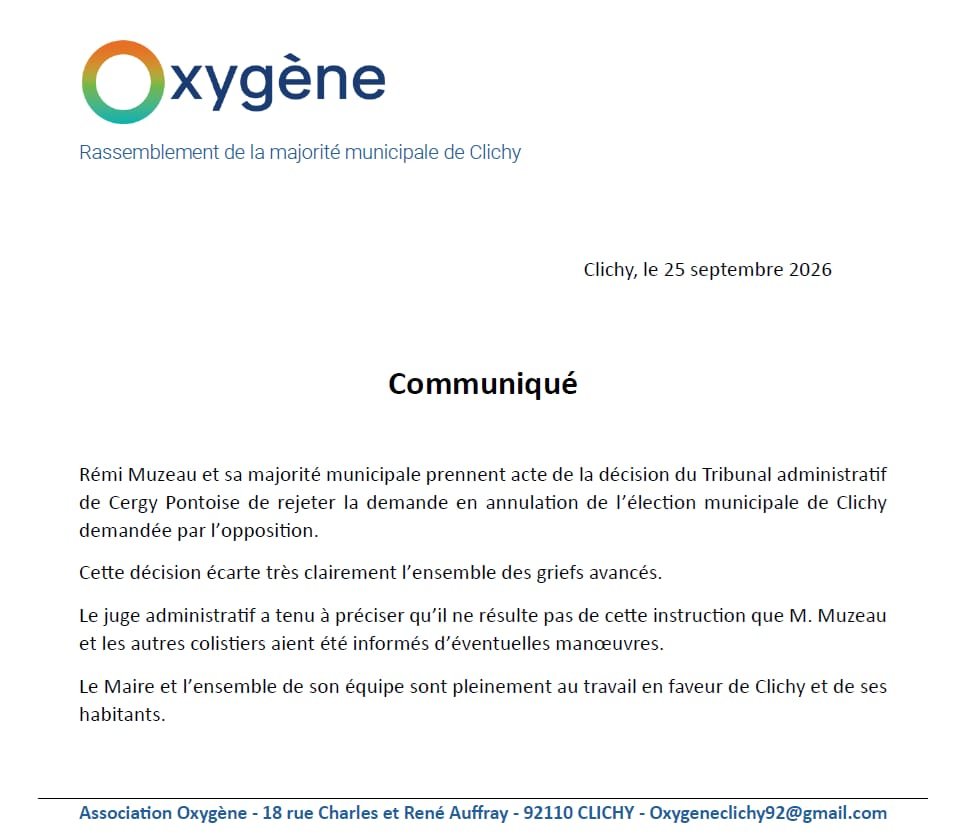 ClichyOxygene's tweet photo. COMMUNIQUÉ D'OXYGÈNE https://t.co/W7yTZ0xvIR