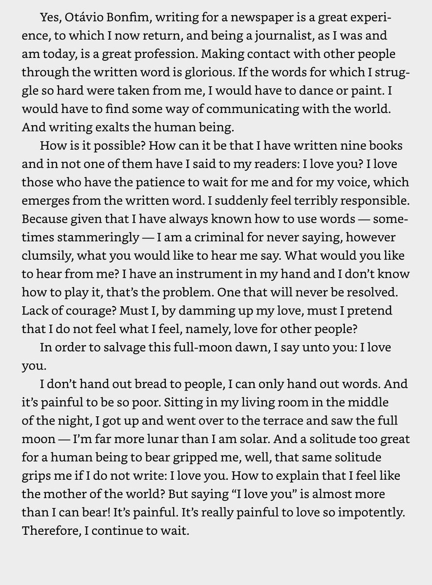 nicoscosc's tweet photo. “In order to salvage this full-moon dawn, I say unto you: I love you.”

— Clarice Lispector, 1968

(trans. Costa and Patterson) https://t.co/jfWnio54qG
