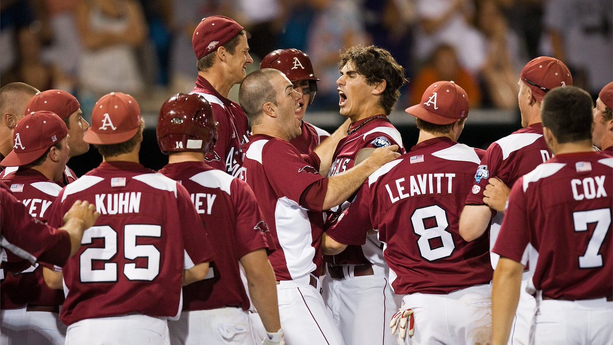 RazorbackBSB's tweet photo. "IT IS GONE! BRETT EIBNER'S HIT A HOME RUN, AND THE BALLGAME'S TIED!"

A Razorback great enters the University of Arkansas Sports Hall of Honor tonight. https://t.co/OowN8hXecA