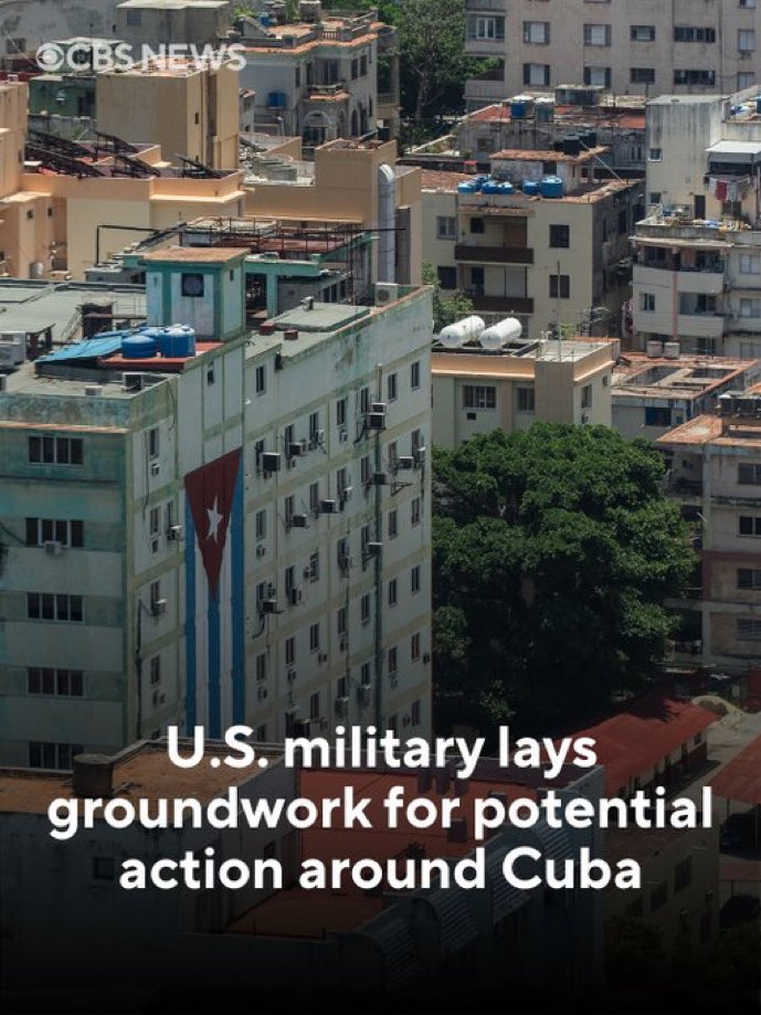 CMonteroOficial's tweet photo. 🚨El mundo no tendría que permitir que Trump y su pandilla  metan sus manos en Cuba  🇨🇺🙏
“El Ejército de Estados Unidos se prepara para una posible acción militar en torno a Cuba”, segun 📺 @CBS https://t.co/3R6fIkkzsw