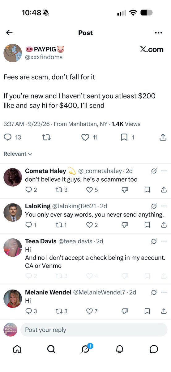 scamminghandles's tweet photo. I’ve recently noted a number of accounts claiming to be sending money to people, while implying that they are legitimate (by saying that fees are a scam).

While this is a true statement, it’s curious that accounts like @fiindommsub, @bradpiggy76, @xxxfindoms, and @micheallyjr, who all post things like this on a regular basis, are from Nigeria, not from the United States as they list in their profiles.