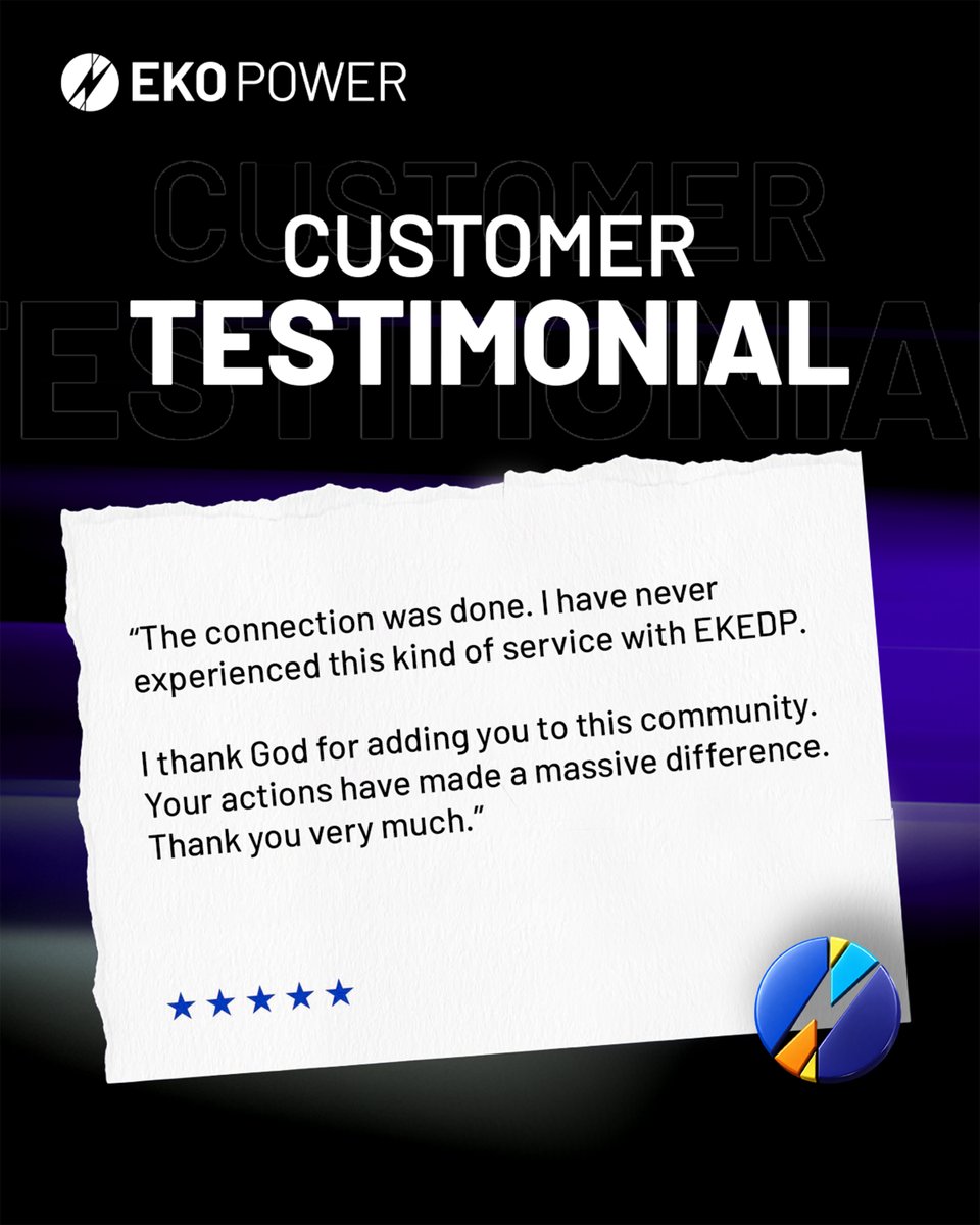 ekopowerltd's tweet photo. Your feedback fuels our work. 💙✨Have a story or feedback to share? Leave us a comment or reach out directly—we’re always here to serve you better!
#EkoPowerLtd #Electricity https://t.co/Sp03geQ9Ym