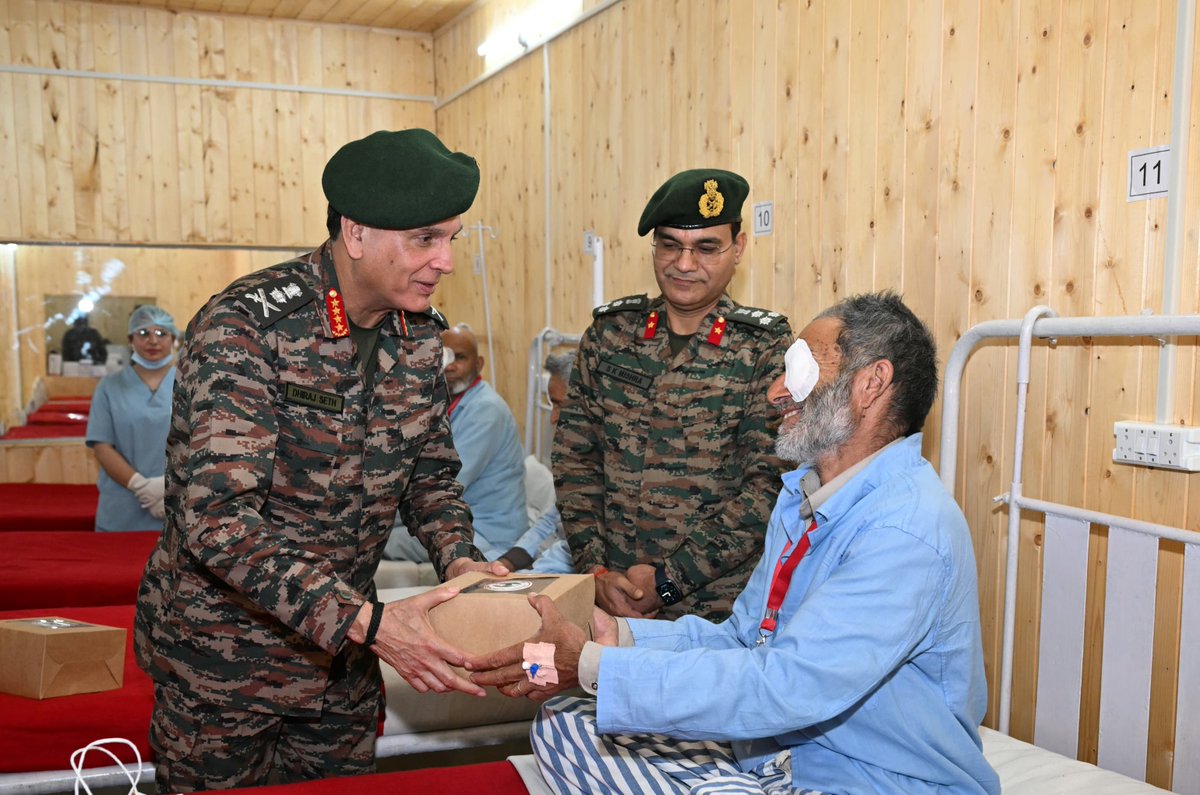adgpi's tweet photo. Mission Ready. People Centric.

#GeneralDhirajSeth, #COAS, visited the 10th edition of ‘Operation Drishti’, an Indian Army surgical eye camp at #Tangdhar on 25 September and interacted with the medical team, beneficiaries and veterans.

In the remote valleys and high reaches of Jammu & Kashmir, where access to specialised healthcare remains a challenge, Operation Drishti is bringing more than medical care—it is restoring sight, dignity and hope.

Over 6,000 people have been screened, with more than 400 surgeries being undertaken for cataract, glaucoma and retinal ailments. The #COAS lauded the medical fraternity for this unprecedented initiative and its commitment to serving the people of the region.

The heartfelt gratitude of the people of Tangdhar and the surrounding areas is a reminder that the Army’s commitment extends beyond securing the borders. We stand with our people, especially those in India’s First Villages, in times of need.

True to the spirit of #JAIseVIJAY, the #IndianArmy remains Mission Ready, People Centric and steadfast in service to the Nation.

@DefenceMinIndia
@SpokespersonMoD
@NorthernComd_IA
@ChinarcorpsIA