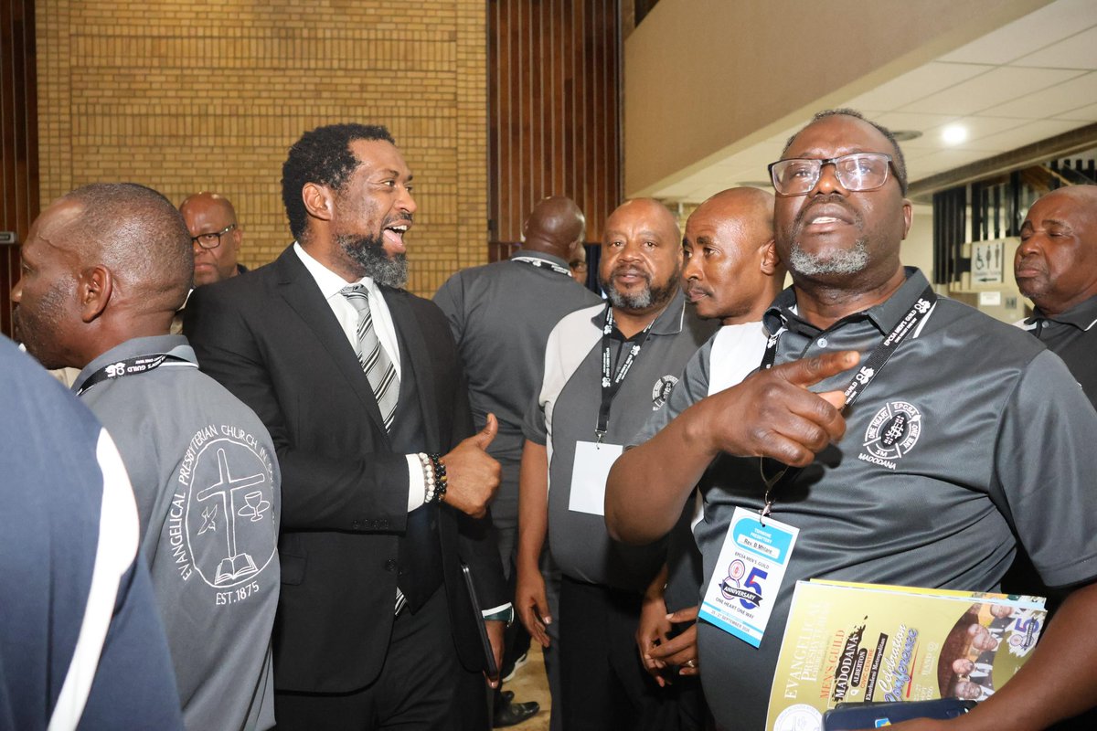 HigherEduGovZA's tweet photo. Minister @ButiManamela, this evening participated in the 85th anniversary celebration of the Evangelist Presbyterian Church in South Africa (EPCSA) Men’s Guild at the Alberton Civic Centre in Ekurhuleni.
#EPCSA85 #HigherEducation #MensGuild #TheAfricaWeWant https://t.co/uU70Ycmsv2