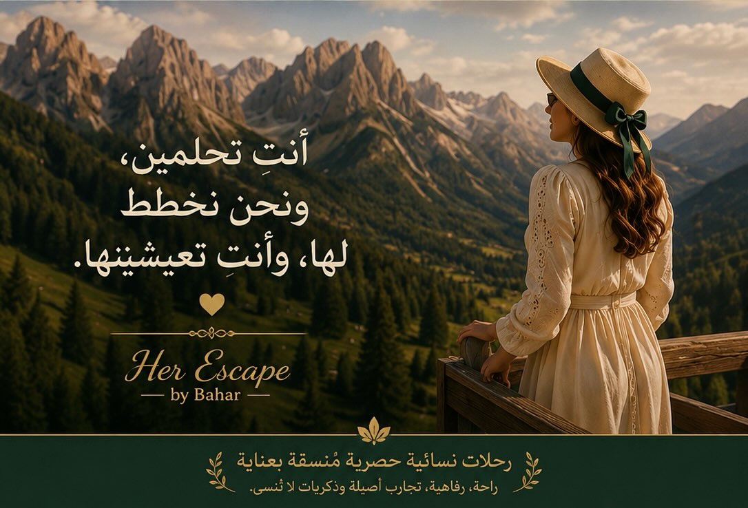 NoreneRingcl's tweet photo. مرحبًا بكم في Her Escape by Bahar

نهرب من روتين الحياة إلى رحلات أنيقة، صداقات جميلة، ووجهات ساحرة حول العالم دون عناء التخطيط. لكل امرأة تحلم بالمغامرة؛ رحلتكِ تبدأ من هنا. https://t.co/FapvAEYatM
