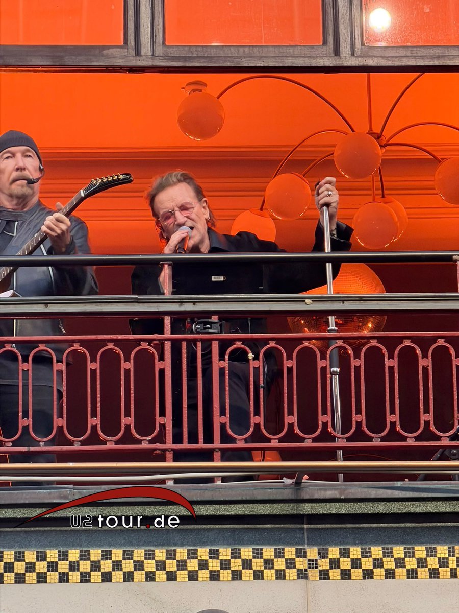 U2tour's tweet photo. Meanwhile on Grafton Street in Dublin #U2 #U250 #U2Day #Bono and #TheEdge playing live for the fans from a balcony https://t.co/hEywWld7tC