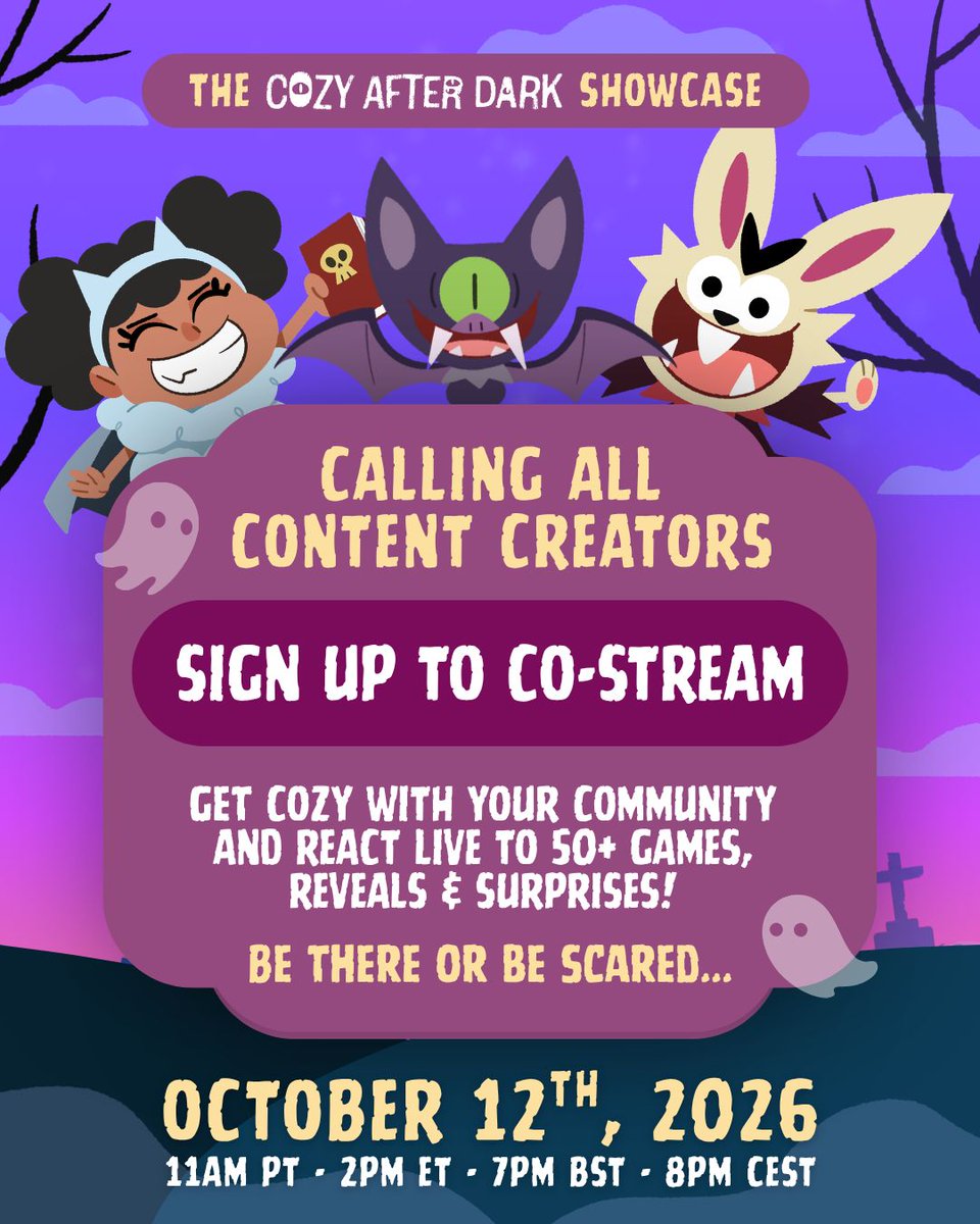 CozyaftrDark's tweet photo. 1,000+ submissions.
50+ games selected.
One showcase.
And we want you to co-stream it with us!
Come on in. We’ve been expecting you.
🖋️ https://t.co/M1xNDGcxWU https://t.co/i4eyFYCq9c