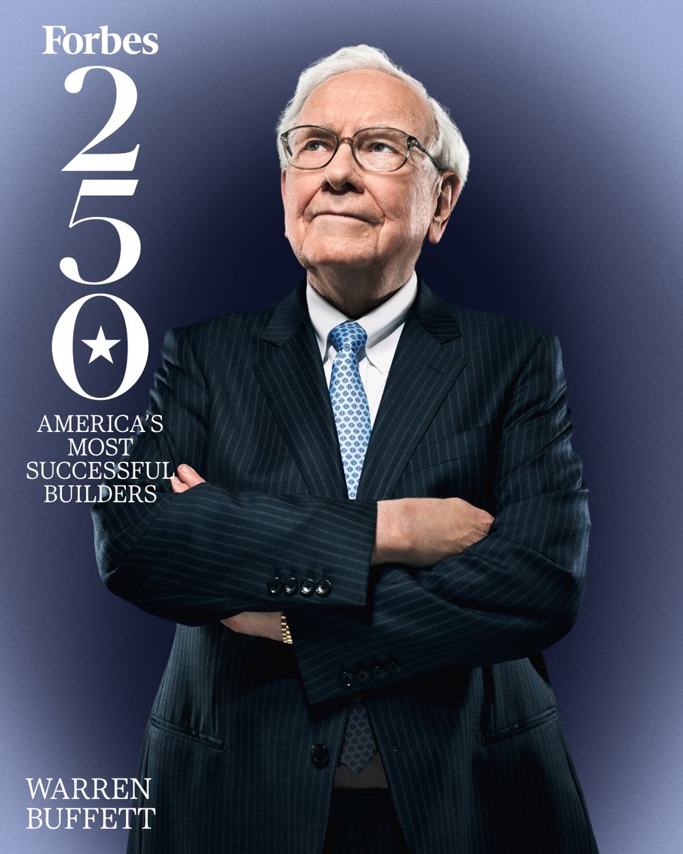Forbes's tweet photo. Warren Buffett turned Berkshire Hathaway from a small manufacturing company into a sprawling conglomerate. Along the way he delivered compounding returns at nearly twice the rate of the S&P and inspired countless others to build long-lasting wealth through his buy-and-hold teachings. 
His contributions added him to the list of #Forbes250 America's Most Successful Living Builders: https://t.co/d0r815IQex
📸: Michael Prince for Forbes