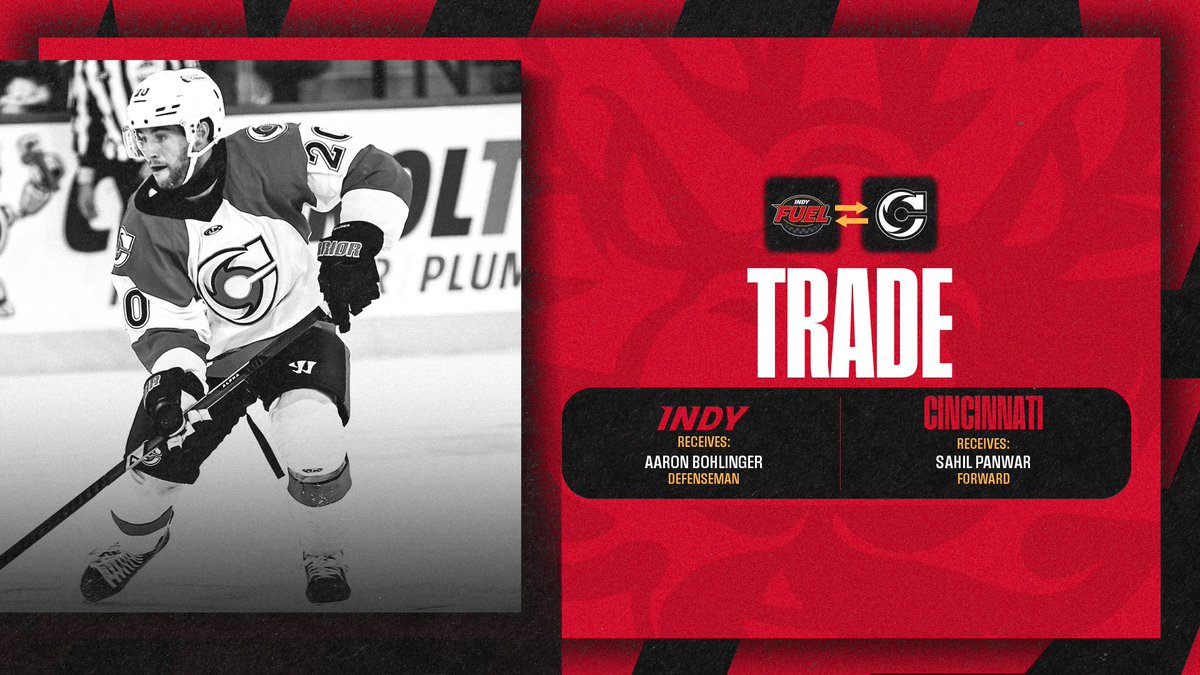 IndyFuel's tweet photo. The Fuel have acquired defenseman Aaron Bohlinger from Cincinnati in exchange for forward Sahil Panwar. Thank you for everything, Sahil! ❤️
🗞️ https://t.co/z10LXEVQ0U

#IndyFuel | #FuelTheFire https://t.co/5lVQJnTgyO
