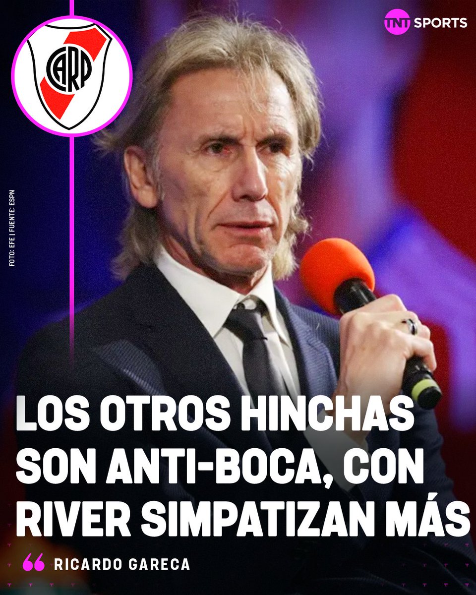 TNTSportsAR's tweet photo. "BOCA GENERA ANTIPATÍA" 🔵🟡

La opinión de RICARDO GARECA al marcar las diferencias entre BOCA y RIVER dentro del fútbol argentino.

🗣️ “No conozco a nadie que simpatice con Boca, los que no son de Boca son de su equipo y anti Boca. Hay hinchas de otros clubes que simpatizan más con River. Eso pasa porque el hincha de Boca es pasional, más insoportable. Eso genera antipatía”, explicó el Tigre.

¿Qué te parece? 👀