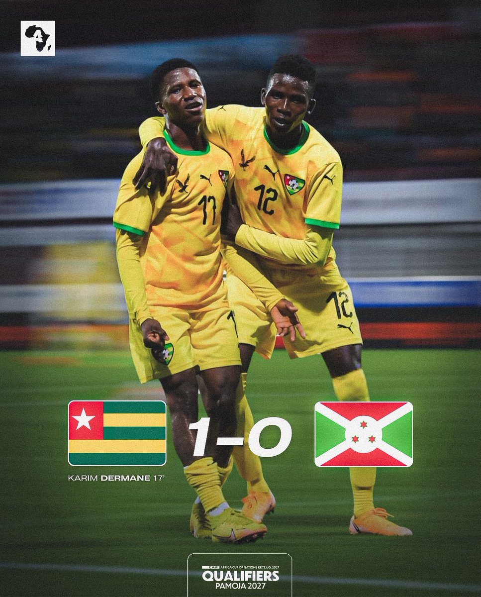 ActuFootAfrique's tweet photo. 🚨 Le Togo 🇹🇬 𝑺’𝑰𝑴𝑷𝑶𝑺𝑬 face au Burundi 🇧🇮 (1-0) et lance bien ses qualifications ! 🌍🔥 https://t.co/ImusbsrRxe