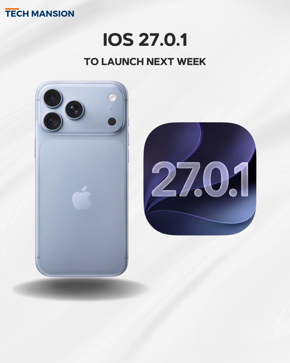 TechMansion's tweet photo. Apple is preparing a software update for early next week to address a Face ID-related freeze and restart issue affecting some iPhone 18 Pro and Pro Max units.
#iOS27 #iOS2701 #Apple #iPhone https://t.co/6r5HX68qfd