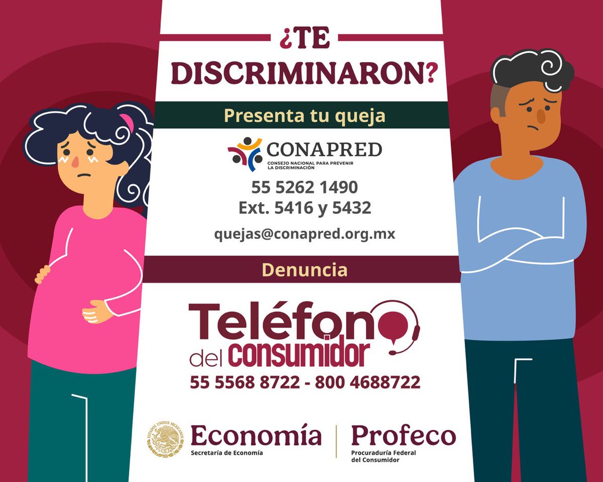 ivan_escalante's tweet photo. Es un derecho de todas las personas consumidoras recibir un trato digno, justo y equitativo. 

En caso de que algún proveedor o establecimiento incurra en prácticas discriminatorias, ¡repórtenlos! 📣 https://t.co/Q5rUo328qw
